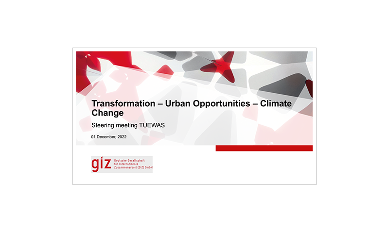 Transformation – Urban Opportunities – Climate Change Steering meeting TUEWAS 01 December, 2022