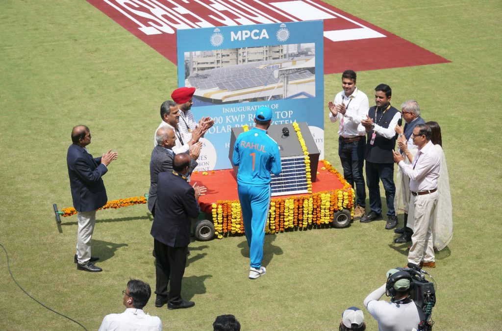 India’s former cricket team captain KL Rahul inaugurating the 200 kWp solar PV system