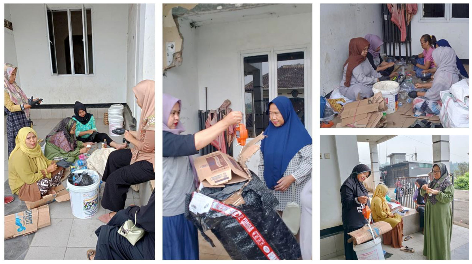 Women in Waste Bank in Bogor Municipalities conducting weekly waste measurements for sale. : Photo credit: ERiC-DKTI Project
