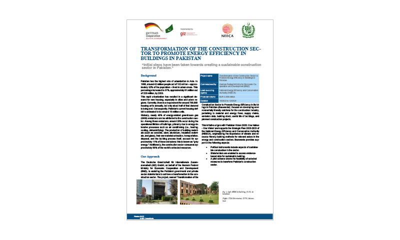 Factsheet - Transformation of the construction sector to promote energy efficiency in buildings in Pakistan – Bauwende